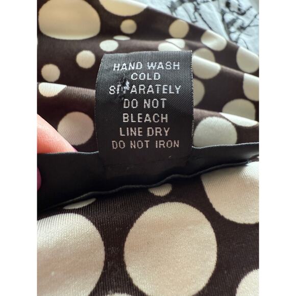 Y2K Babydoll Empire Waist Size L‎ Festival Tank Top Brown Cream Polka Dot by INC - Picture 6 of 6